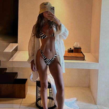 2025 Women Bikini Set Sexy Metallic Silver Bikini Set Glamorous Print with Adjustable Straps Perfect Beach Wear and Pool Partie