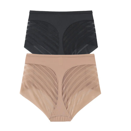 2Pcs/Set Ice Silk Tummy Control Panties Women High Rise Shapewear Pants Female Sexy Lingerie Slimming Underwear M-3XL Briefs