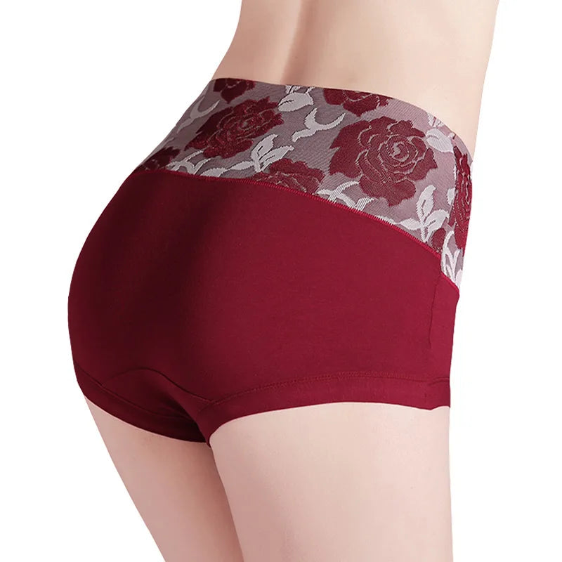 5Pcs Women Panties High Waist Body Shaper Underwear Print Girls Briefs Soft Sexy Underpants Breathable Cotton Female Lingerie