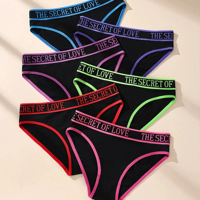 6Pcs/Set Women Cotton Panties Soft Underpants Sexy Black Underwear Girls Briefs Breathable Stretch Panty Female Lingerie XS-L