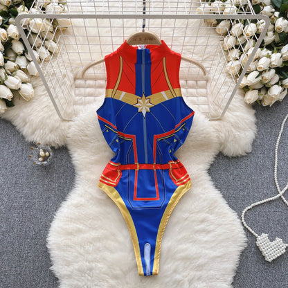 Women Strap Hollow Out Backless French Style Striped Erotic Playsuits Cosplay Slim Fit Underwear Black Lingerie Sexy Bodysuits