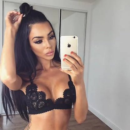 Sexy Women's Lace Floral Bralet Bra Bustier Adjusted Straps Crop Top Unpadded Plunge Bra Bralette