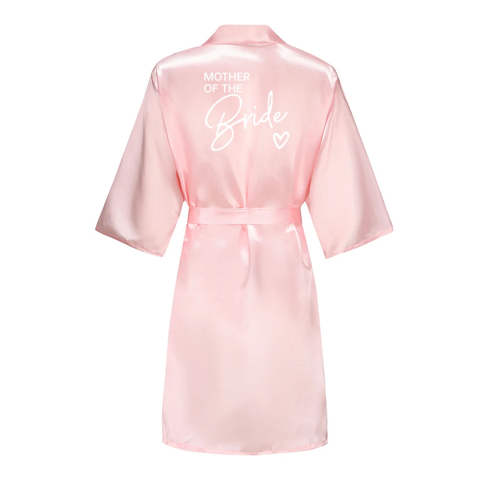 Wedding Party Team Bride Robe Kimono Satin Pajamas Bridesmaid Bathrobe With White Letters YE8171