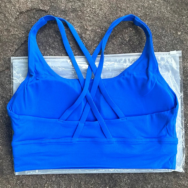 Solid Color Women Cross Back  Bra Fitness Underwear Soft Fitness Sport Bra Top Gym Yoga Athletic Workout With Chest Pad