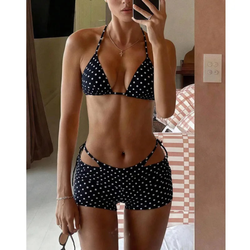 Dot Sexy 3Pcs Bikinis Set Female Swimsuit Women Three-Piece Swimwear Beach Swim Wear Bathing Suits Brazilian Bikini Pool Bather