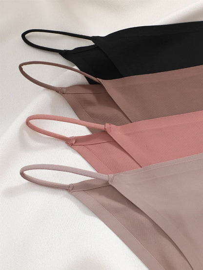 FINETOO 6Pcs Seamless Ice Silk Underwear for Women Sexy Thin Strap Briefs Girls Low Waist Breathable Panties No Trace Lingerie