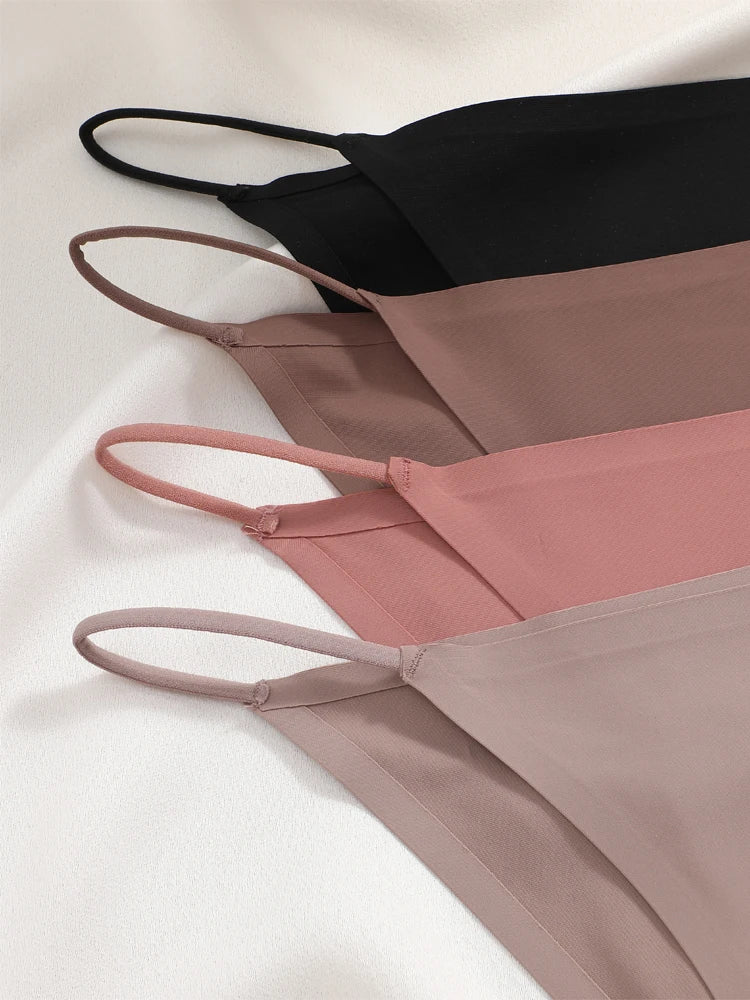 FINETOO 6Pcs Seamless Ice Silk Underwear for Women Sexy Thin Strap Briefs Girls Low Waist Breathable Panties No Trace Lingerie