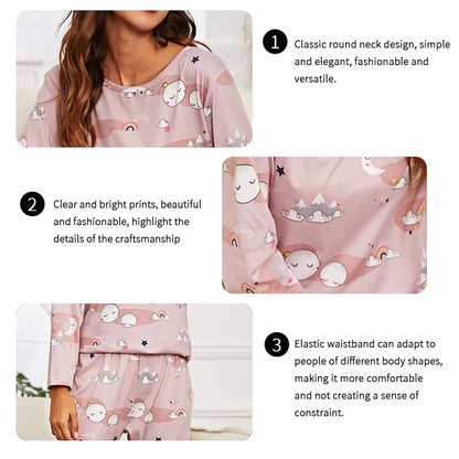 Women Pajama Set Long Sleeve Shirt And Trousers Sleepwear With Eye Mask Soft Loungewear Autumn Nightwear Cartoon Print Pyjamas