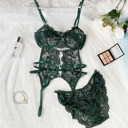 Erotic Sexy Lace Bra And Panty Underwear Set For Woman Transparent Lace Bra Exotic Lingerie Sets  Porn Sensual Luxury Lingerie