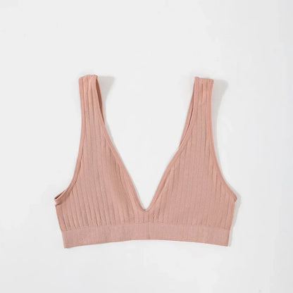 Sexy Seamless Bra Wire Free Brassiere Rib Bralette Women's Plunge Underwear Top Female Comfy Lingerie Small Breasts Intimates