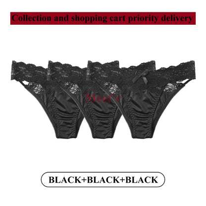 Meet'r 3Pcs/lot Women Sexy Lace Panties Low-waist Underwear Female G String Breathable Hollow out Lingerie Temptation Intimates