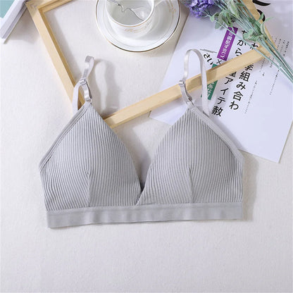 Women's Bras Cotton Brassiere Soft Intimates Solid Color Push Up Bra For Casual Everyday Wear Undergarments