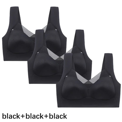 FallSweet 3PCS Plus Size Seamless Sport Bra for Woman Lace Wireless Bralette Shockproof Beautiful Back Bra Comfort Gym Underwear
