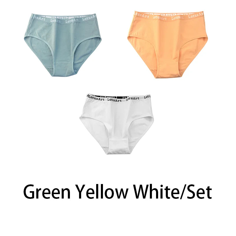 3PCS/Set Women Cotton Solid Seamless Underwear Sexy Plus Size Panties Letter Lingerie Mid Waist Comfortable Briefs NKT2123