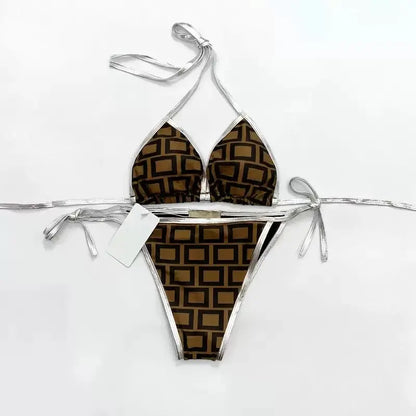 2025 Summer New Women's Outdoor Beach Swimsuit Sexy Hanging Neck Strap Split Bikini