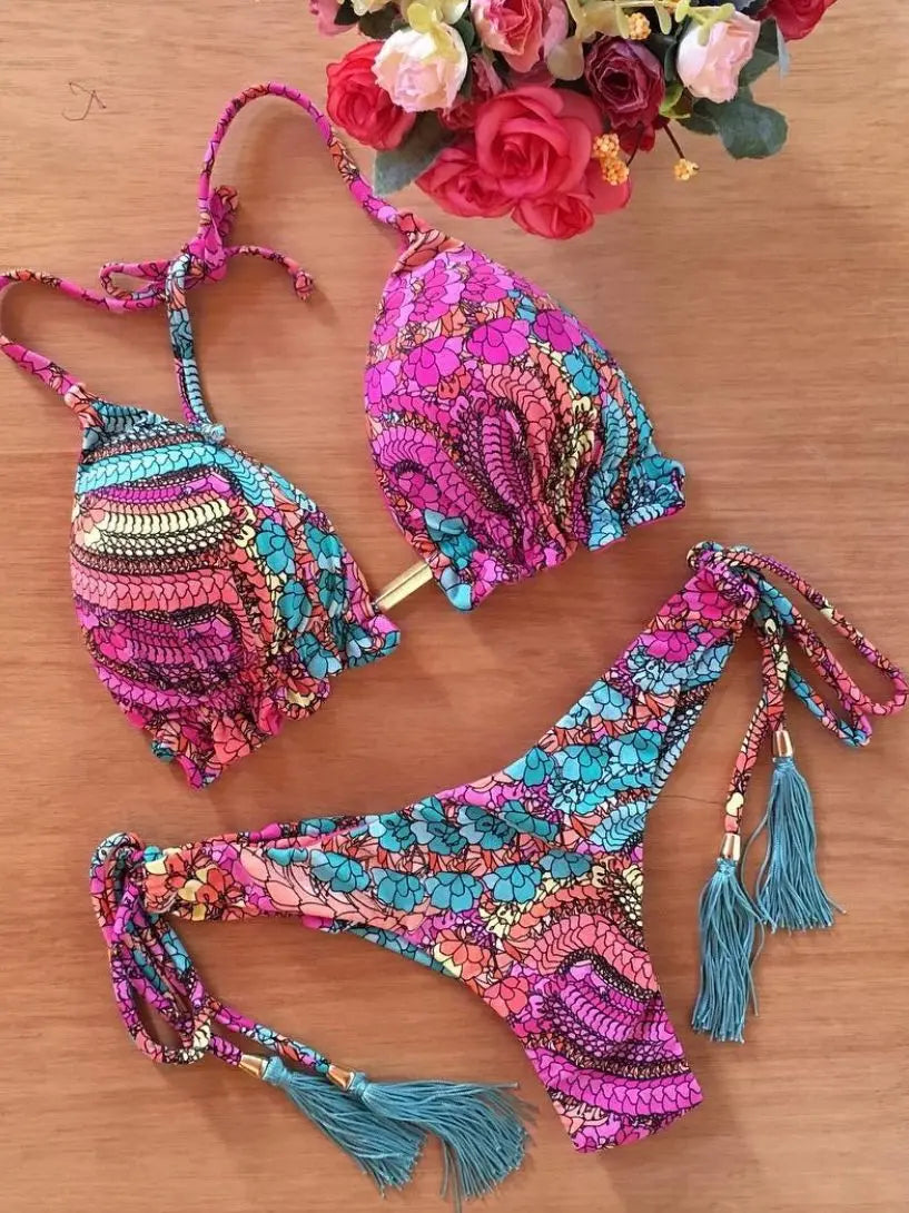RUOTONGSEPT Sexy Print Bikinis Set Women Swimsuit Bandage Two-Piece Swimwear Brazilian Biquínis Beachwear Bathing Suit 2022 New