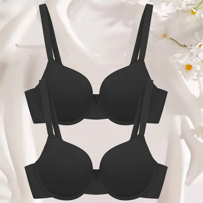 2Pcs/Set Comfortable Adjustable Push Up Bra Shockproof Lingerie Wireless Deep V Bra Anti-sagging Brassiere for Women Summer Bras