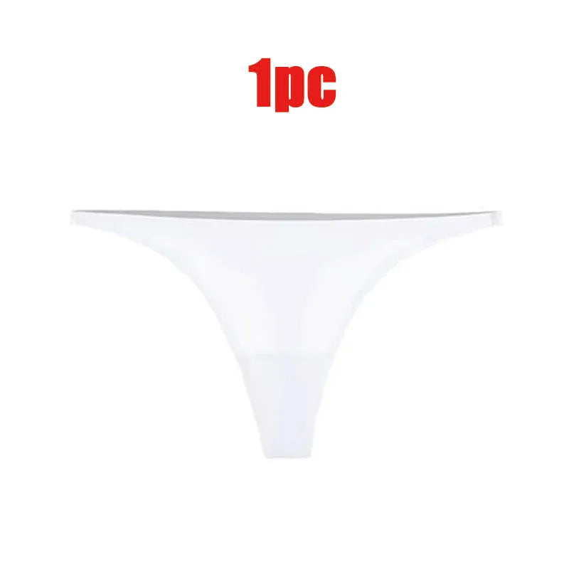 1-6pcs Seamless Panties Ice Silk Seamless Panties For Women Soft Thin Thongs Woman Satin Underwear Female Bikini String Panties