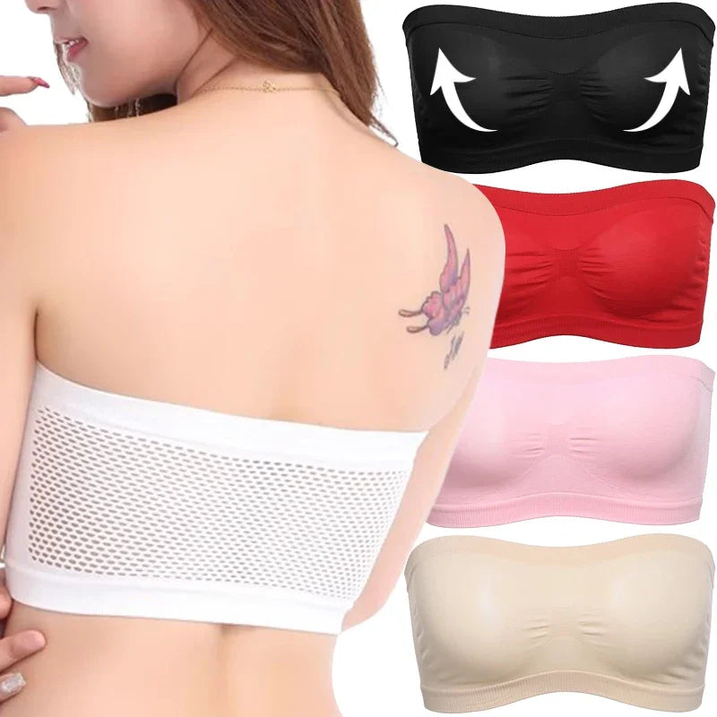 Women Sexy Lingerie Lace Seamless Tube Top Breathable Strapless Bandeau Bra Underwear Without Pad Sleep Underwear Sports Bra