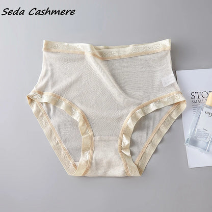 High-grade 100% mesh silk women's briefs Summer Autumn Double bottom breathable,  mulberry silk underwear