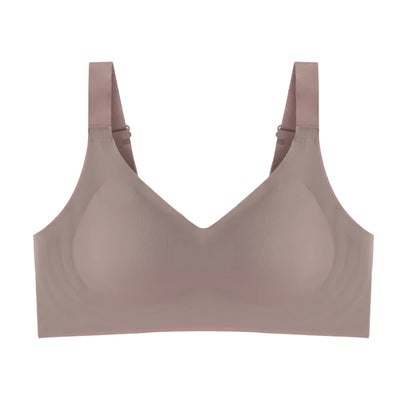 Women's Push-up Seamless Bra Wide Strap Latex Jelly Underwear Simple No-wire Sleeping Bra Large Size L-2XL