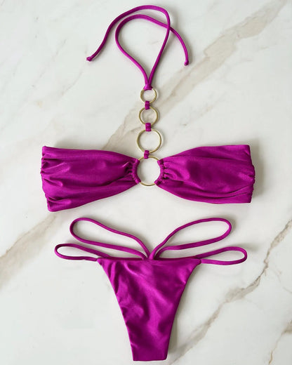 Sexy Strappy Micro Bikini Set for Women, Two Piece Swimsuit, High Cut Swimwear, Brazilian Beachwear, Bathing Suit, 2024