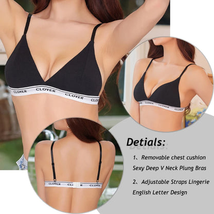 3PCS Cotton Bras Women Padded Triangle Cup Bras Female Comfortable Wireless Underwear Breathable Soft Intimates Lingerie Bras