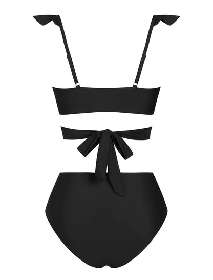 ZAFUL Women High Waisted Bikini Sets Two Piece Ruffle Swimsuit Cross Cutout Ruched Bathing Suit