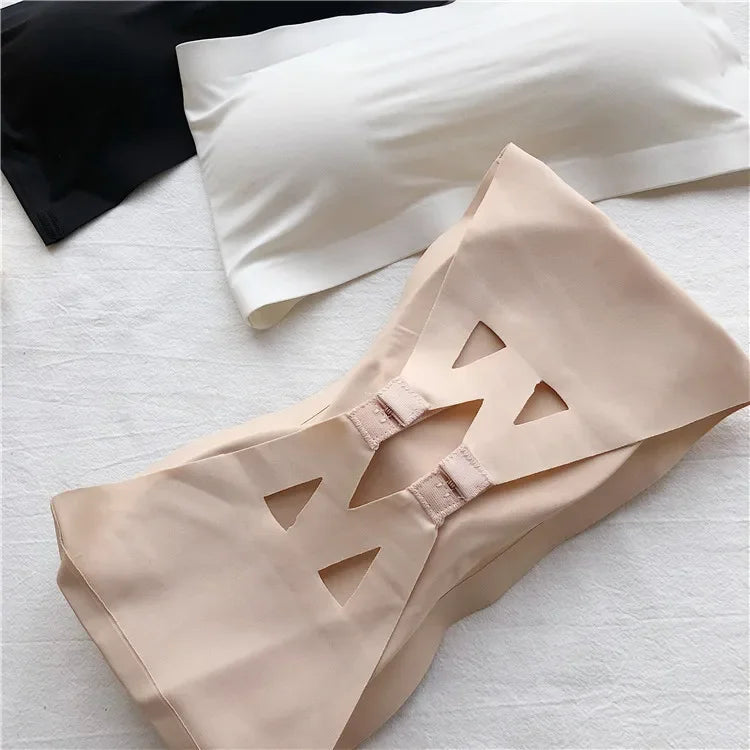 Ice Silk Strapless Bra Girls Seamless Crop Tube Top Bralette for Women Sexy Soft Bras Large Size Bustier Tops Summer Underwear