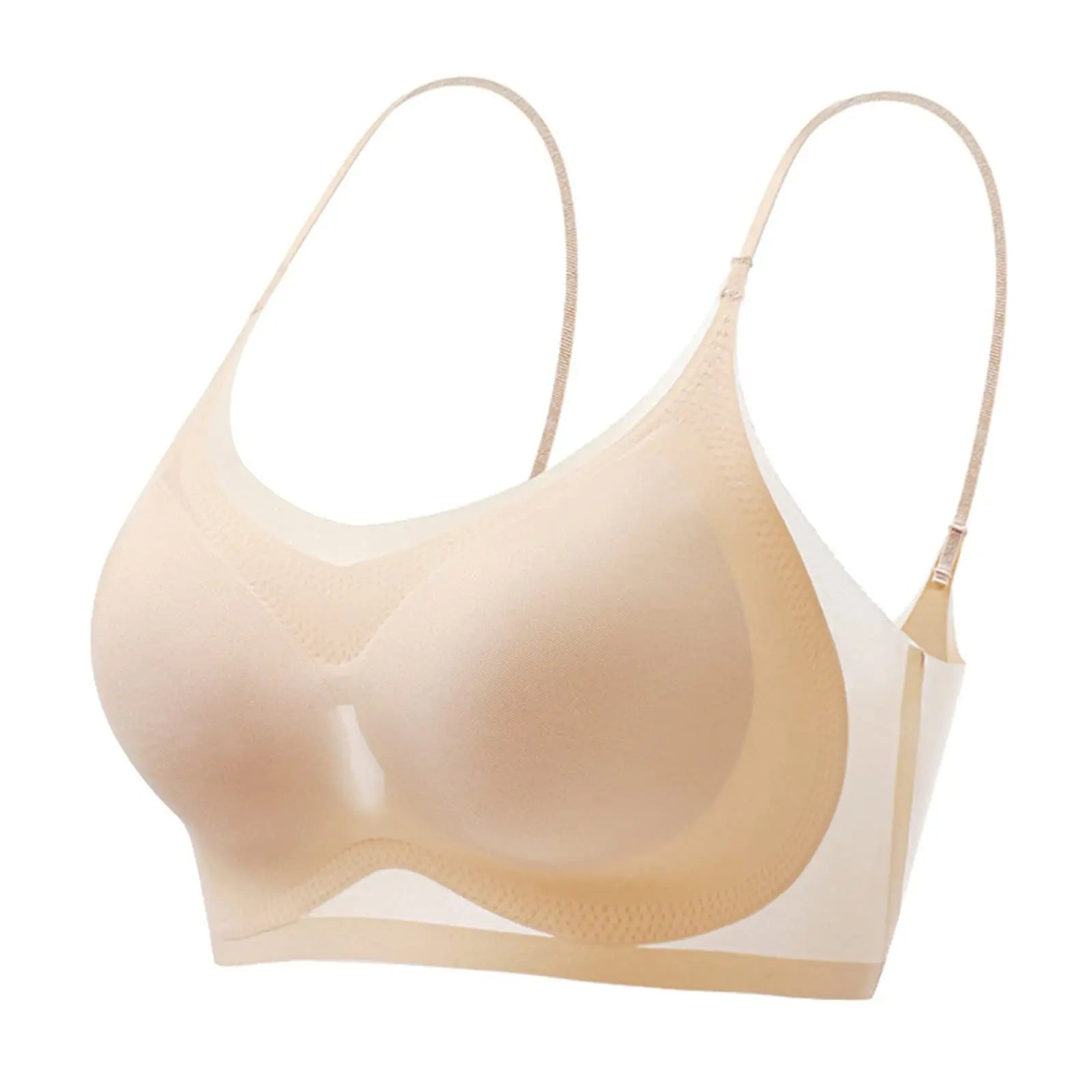 Ultra-thin Ice Silk Padded Bra Seamless Underwear Women's Thin Section Sling Beautiful Back Vest Tops Big Chest Small Sleep Bra