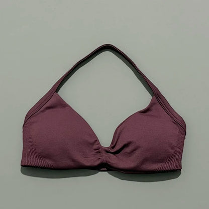 Sports Strappy Bra Yoga Underwear Women Gym Top Running Exercise Backless Bra High Support Active Wear Fitness Workout Halter