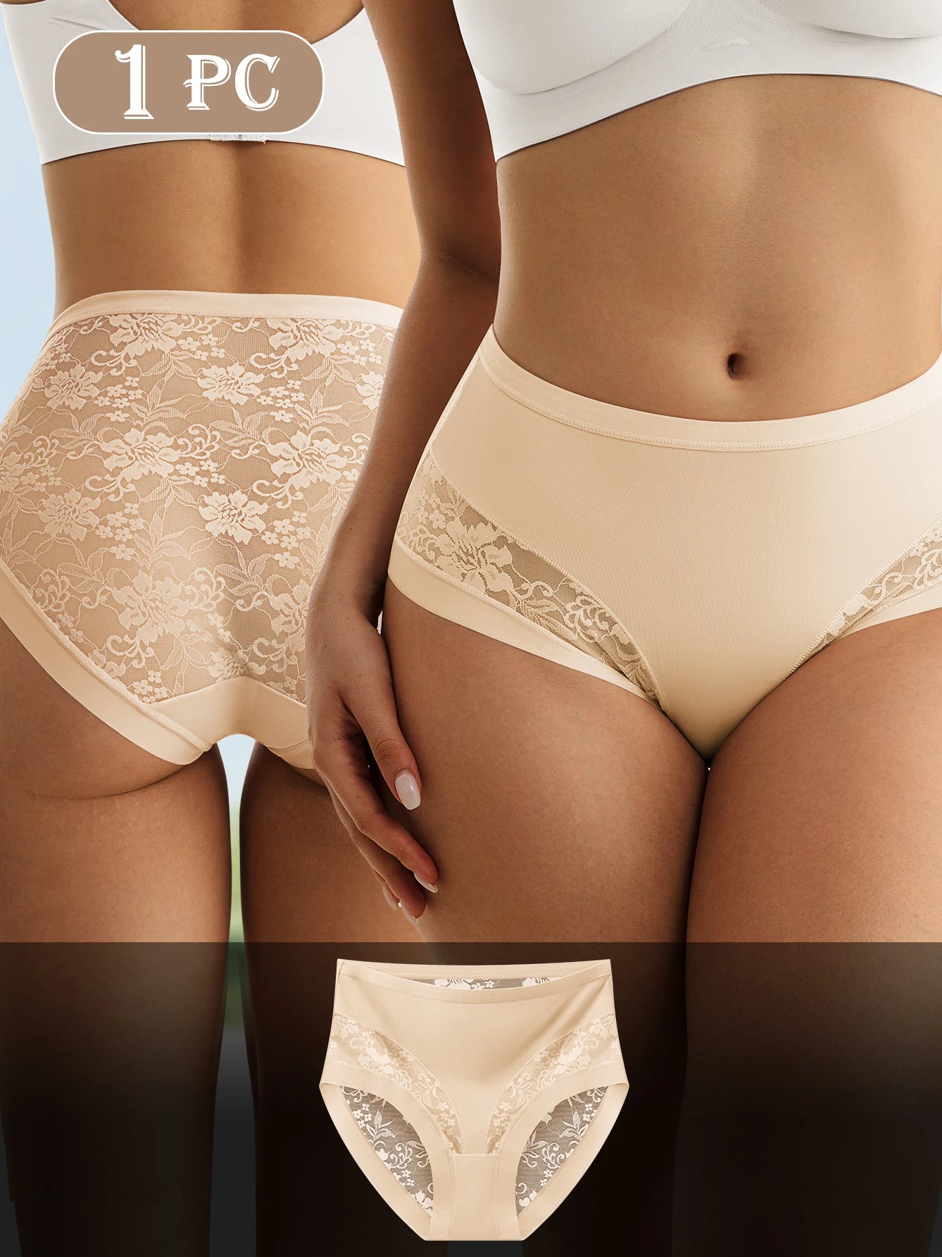 Women’s Lace Panties - Elegant Mesh Patchwork Design, Soft, Breathable, Comfortable for Date Nights & Everyday Wear