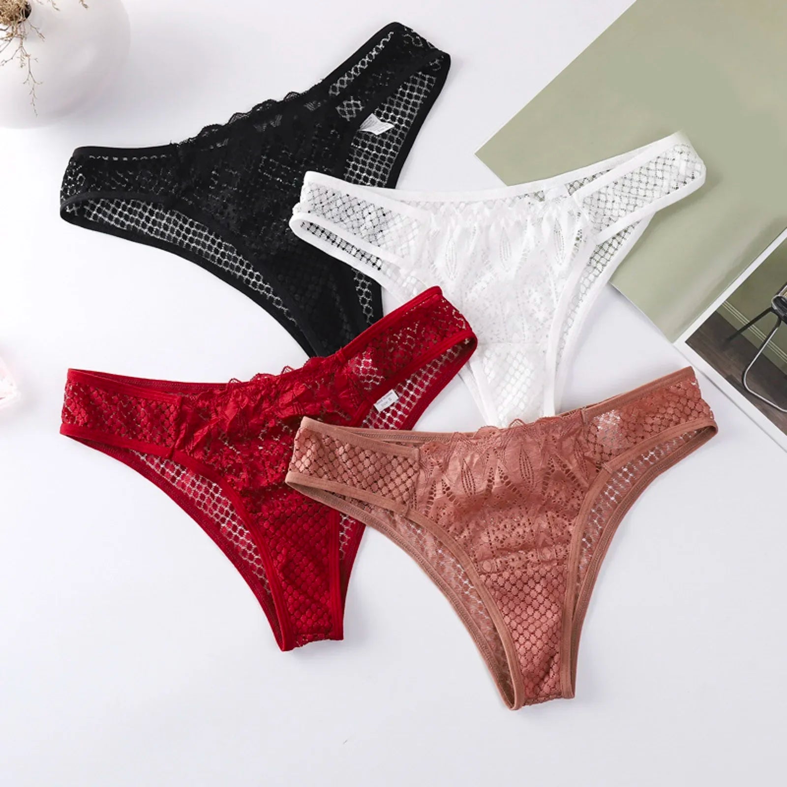 Sexy Sheer Lace Transparent Female Underwear Mesh Hook Briefs Low Waist Seamless Underpants Lingerie for Women Calzones Mujer