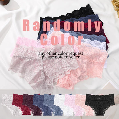 6pcs/SET Women Sexy Lace Splicing Panties High Waist Plus Size Seamless Briefs Hollow Comfortable And Breathable Lingerie S-XXL
