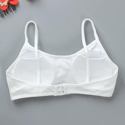 Girls Sports Bra Underwear Double Layer Thin Cotton Summer Suspender Bras with Breathable Sponge Pad No Steel Rings Training Bra
