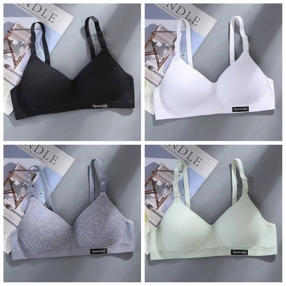 New Simple Cotton Girl Bra Underwear Student Bra Teen Thin Section Without Steel Ring Comfortable Sleep Bra Sports Vest
