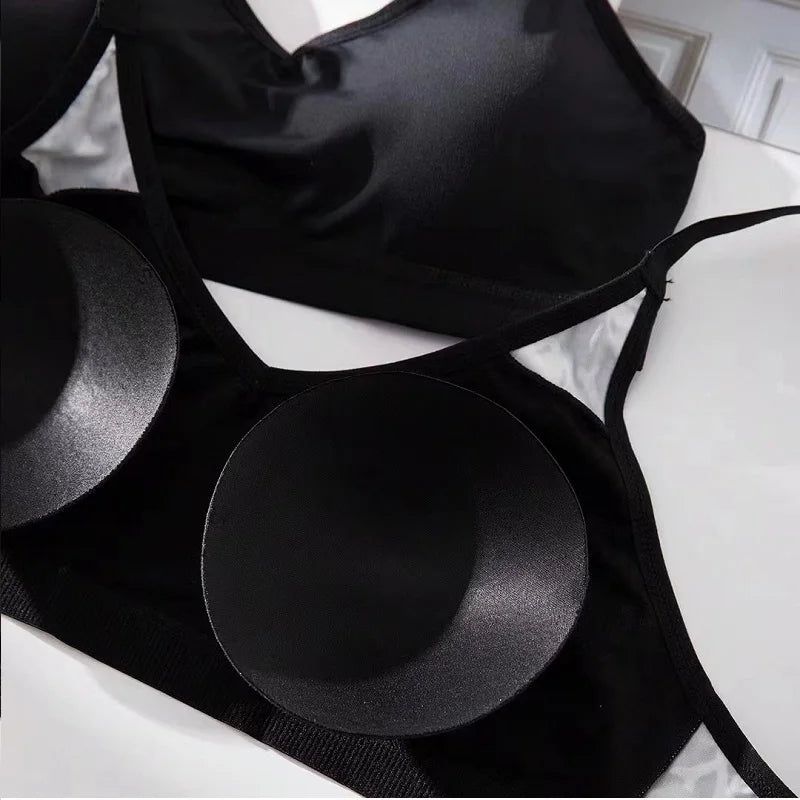 Skull Print Cotton Women's Bra Black Underwear, Sexy Seamless Comfortable Underwear Daily/Party Wear Without Steel Ring  Bra