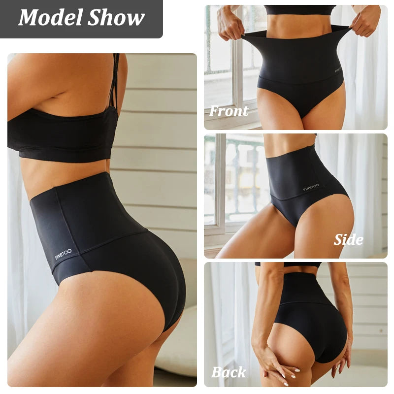 FINETOO Seamless High Waist Panties Women's Abdomen Hip Lift Briefs Body Shaping Lingerie Pants Plus Size Breathable Underwear