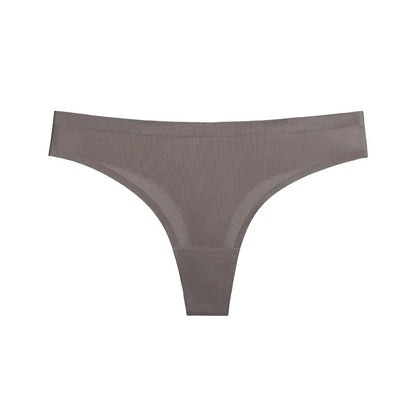 Solid Color Ice Silk Women T-pants Elastic Low-waisted Ladies Lingerie Thin Quick Drying G-string Seamless Invisible Girls thong