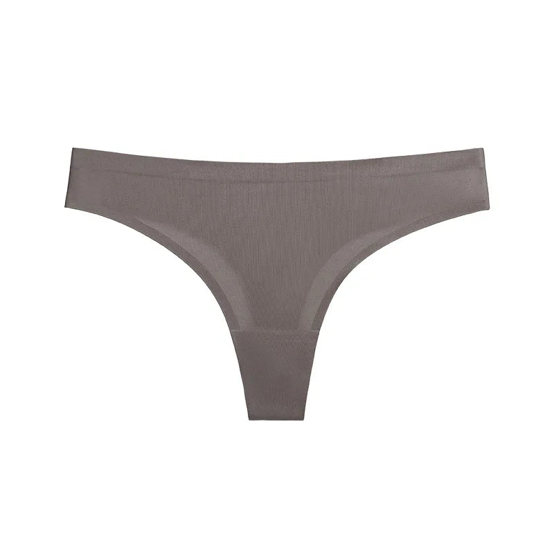 Solid Color Ice Silk Women T-pants Elastic Low-waisted Ladies Lingerie Thin Quick Drying G-string Seamless Invisible Girls thong