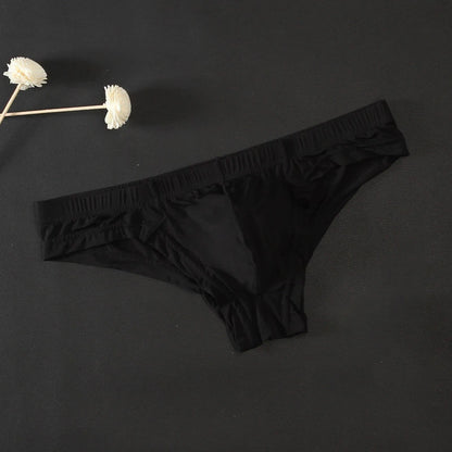 Sexy Men's Transparent Ice Silk Solid Color Panties Low-Waisted Breathable Underwear Pump Man Underpants Men Bulge Pouch Briefs