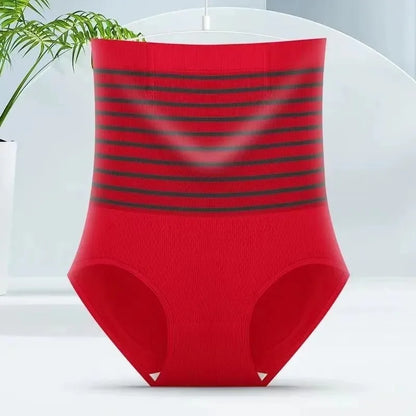 2pcs Women No Trace High Waist Shaping Briefs Body Shaper Slimming Underwear Butt Lifter Control Panties Stripe Shapewear Pants