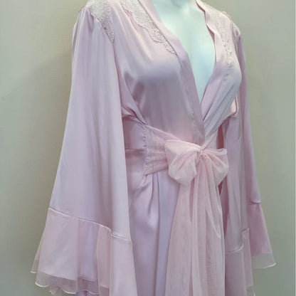 Bridal Kimono Robes Only Beautiful Sexy Pajamas Women's Bathrobe Pure French High Quality Nightgown Lace Mesh Bow Dressing Gowns