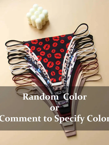 10Pcs Women Seamless Thongs Thin Strap Low Waist High Flexibility Panties Sexy Underwear Ladies Briefs T-back Comfortable Women