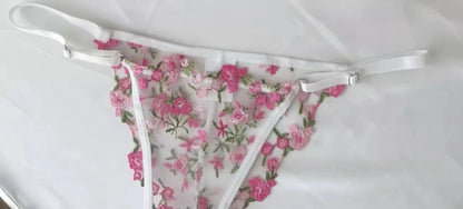 YUQI French Style Luxury Lingerie-Floral Embroidery Black Sheer Bra Set, Sensual Women's Intimates Elegant Transparent Underwear