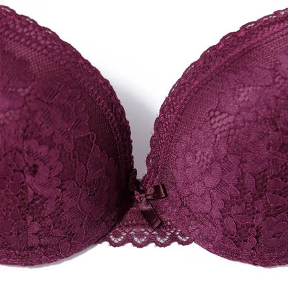 Beauwear 75 80 85 B C Cup Women's 3/4 Cup Plunge Bras Sexy Lace Solid Color Thin Mold Cup Bra Unlined Underwire Bralette 