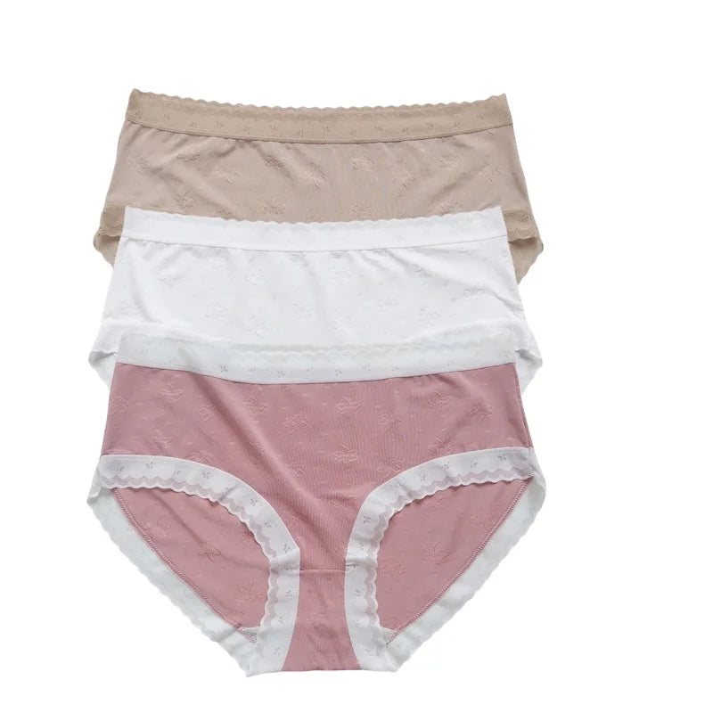 3Pcs/Set Low Rise Briefs Women Ice Silk Panties Breathable Seamless Underwear Solid Color Female Underpants Sexy Lingerie M-XL