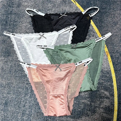 Women's Lace Bow Panties Comfort Hollow Out Briefs Heart Underwear Woman Sexy Pantys Intimates Underpants M L XL