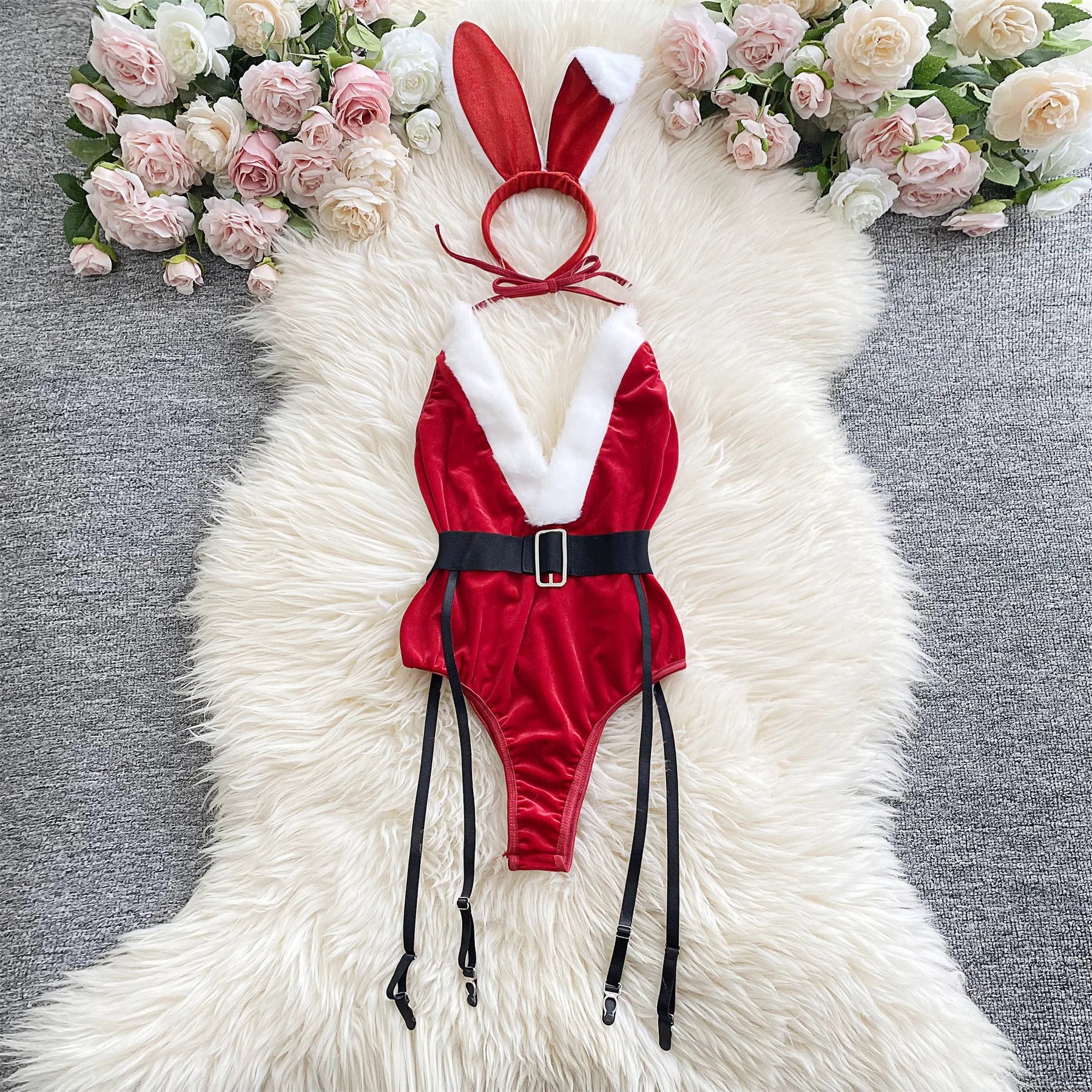 Women Strap Hollow Out Backless French Style Striped Erotic Playsuits Cosplay Slim Fit Underwear Black Lingerie Sexy Bodysuits