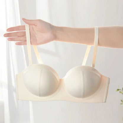 Strapless Push Up Bra 10CM Extreme Lift for Small Bust Backless Adhesive Plunge Bra No Slip Convertible Ultra Padded